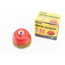 Щітка торцева М14 D-100мм з латунованого рифленого дроту 19-7110