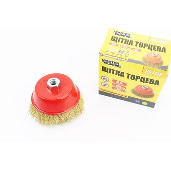 Щетка торцевая М14 D-125мм из латунированной рифленой проволоки 19-7112