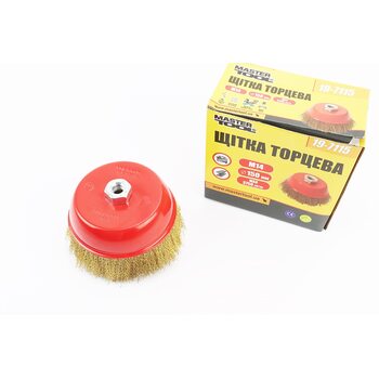 Щітка торцева М14 D-150мм з латунованого рифленого дроту 19-7115