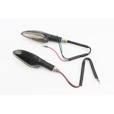 Поворот діодний на гнучкій ніжці + габарит СИНІЙ "човник" чорний, 2шт