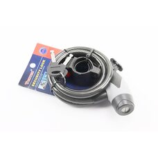 Замок протиугінний тросовий 1500х12мм під ключ, кріплення за трубу сидіння, TY545