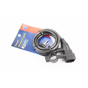 Замок протиугінний тросовий 1500х8мм під ключ, кріплення за трубу сидіння, TY520