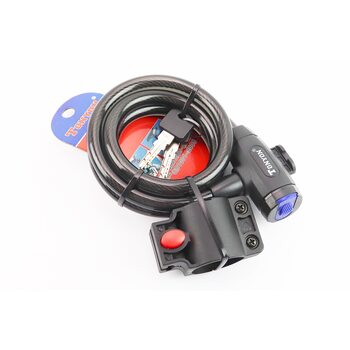 Замок протиугінний тросовий 1200х12мм під ключ, кріплення за трубу сидіння, TY586E