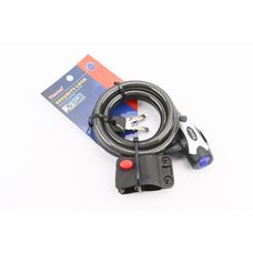 Замок протиугінний тросовий 1500х12мм під ключ, кріплення за трубу сидіння, TY555