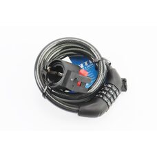 Замок протиугінний тросовий 1500х12мм з 4-х значним кодом, кріплення за трубу сидіння, AGL-705