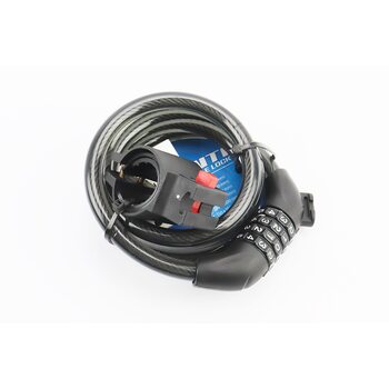 Замок протиугінний тросовий 1500х12мм з 4-х значним кодом, кріплення за трубу сидіння, AGL-705