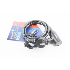 Замок протиугінний тросовий 1500х8мм під ключ, кріплення за трубу сидіння, TY505