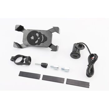 Тримач телефону на кермо + USB зарядка, з подовжувачами дзеркал (мін. габарит телефону 60 * 124мм, макс. габарит 80 * 160мм)