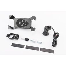 Тримач телефону на кермо + USB зарядка, з подовжувачами дзеркал (мін. габарит телефону 60 * 124мм, макс. габарит 80 * 160мм)