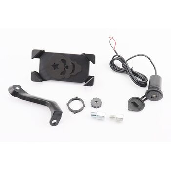 Тримач телефону на кермо з чорним малюнком, кріплення під дзеркало + USB зарядка (мін. Розмір телефону 60 * 124мм, макс. Розмір 80 * 160мм)