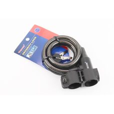 Замок протиугінний тросовий 1000х12мм під ключ, кріплення за трубу сидіння, TY505