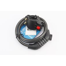 Замок протиугінний тросовий 1000х10мм з 4-х значним кодом, кріплення за трубу сидіння, AGL-705