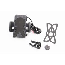 Тримач телефону на кермо + USB зарядка (мін. ширина телефону 45мм, макс. ширина 110мм)