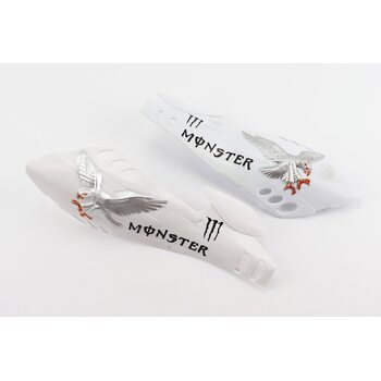 УЦІНКА РІЗНЕ Захист для рук лів., прав. к-кт 2шт "MONSTER ENERGY" БІЛИЙ тип2 (немає кріплень, подряпини на пластику, див. фото)