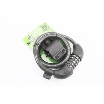 Замок протиугінний тросовий 1200х12мм з 5-ти значним кодом, кріплення за трубу сидіння, 502/501