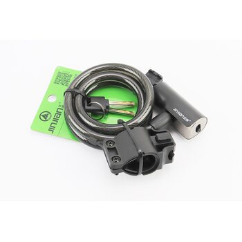 Замок противоугонный тросовый 1000х12мм под ключ, крепл. за трубу сидения, чёрный 511