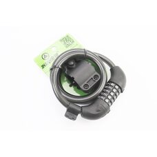 Замок протиугінний тросовий 1200х12мм з 5-ти значним кодом, кріплення за трубу сидіння, 502/501