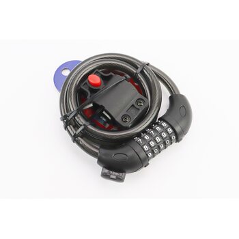 Замок протиугінний тросовий 1200х12мм з 5-ти значним кодом, кріплення за трубу сидіння, TY566