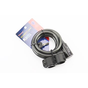 Замок протиугінний тросовий 1500х12мм під ключ, кріплення за трубу сидіння, TY505