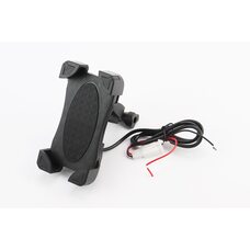 Тримач телефону на кермо з червоним малюнком + USB зарядка (мін. розмір телефону 60*124мм, макс. розмір 80*160мм), тип 2