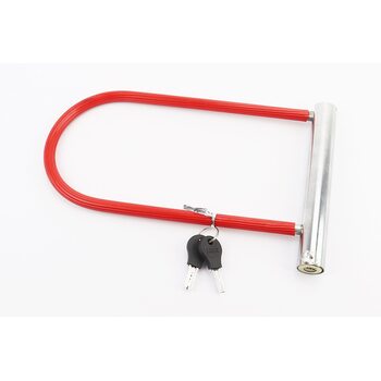 Замок протиугінний U-подібний 175x290 (120х250)мм, товщина скоби 10мм під ключ, червоний