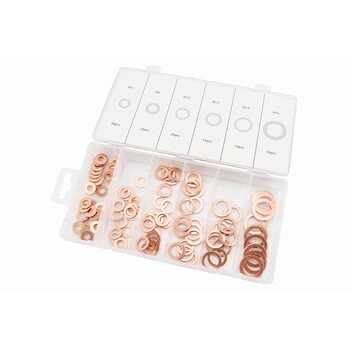 Набор шайб медных (6х14х1, 8х14х1, 10х16х1, 12х18х1, 14х20х1, 16х24х1) 6 видов, 110шт