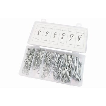 Набор шплинтов пружинных (L-30;d-1,9, L-33;d-1,7, L-40,d-1,7; L-40;d-2,4,L-45;d-3,2, L-75;d-3,7) 6 видов, 150шт