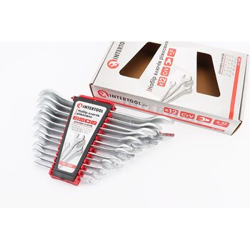 Набор ключей рожковых 12шт (6х7/8х9/10х11/12х13/14х15/16х17/18х19/20х22/21х23/24х27/25х28/30х32) "пластиковый держатель" HT-1003