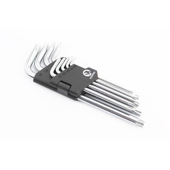 Набор Г-образных ключей удлиненных с отверстием TORX (T10/T15/T20/T25/T27/T30/T40/T45/T50) CrV HT-0606
