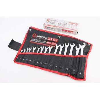 Набор ключей комбинированных 15шт (6/7/8/9/10/11/12/13/14/15/16/17/18/19/22мм) "сверток" HT-1204