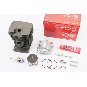 Циліндр к-кт (цпг) MS-180 38mm (палець 10mm) "чорний"+піддон+свічка+герметик, PRO SERIA