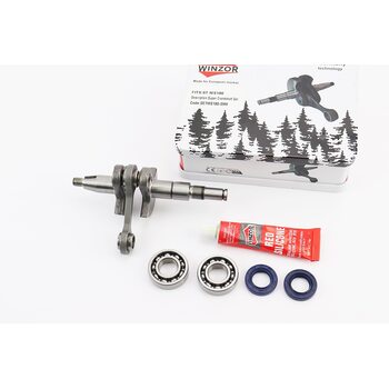 Колінвал, палець 10mm MS-180 + підшипник + підшипник 6002-2шт + сальник 15x25x5-2шт, металева коробка