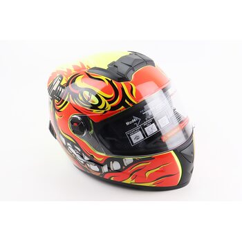 Шлем интеграл, закрытый+очки BLD-М61 М (57-58см), ЖЕЛТО-ОРАЖЕННЫЙ "Buffalo"