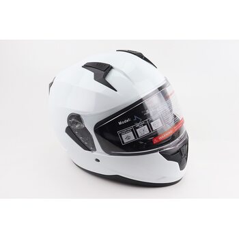 Шлем интеграл, закрытый (сертификация DOT)+откидные очки BLD-M67 L (59-60см), БЕЛЫЙ глянец