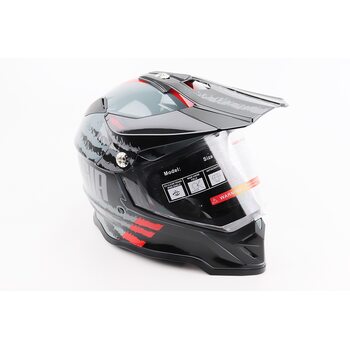 Шолом кросовий/ендуро/ATV зі склом BLD-819-7 S (55-56см), ЧОРНИЙ/СІРО-ЧЕРВОНИЙ