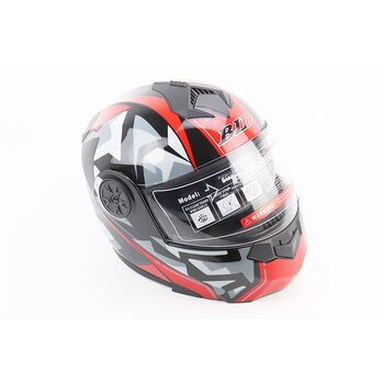 Шлем модуляр, закрытый с откидным подбородком+откидные очки BLD-159 М (57-58см), ЧЕРНО-КРАСНЫЙ