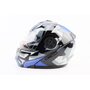 Шлем модуляр, закрытый с откидным подбородком+откидные очки BLD-159 S (55-56см), ЧЁРНЫЙ глянец с сине-серым рисунком