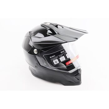 Шлем кроссовый/эндуро/АТV со стеклом BLD-819-7 М (57-58см), ЧЕРНЫЙ глянец