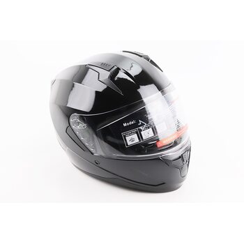 Шлем интеграл, закрытый (сертификация DOT)+откидные очки BLD-M67 L (59-60см), ЧЕРНЫЙ глянец