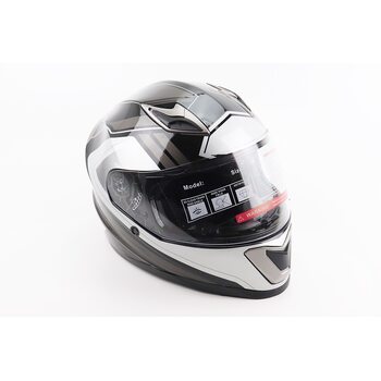 Шлем интеграл, закрытый BLD-M62 М (57-58см), ЧЕРНЫЙ/БЕЛО-СЕРЫЙ