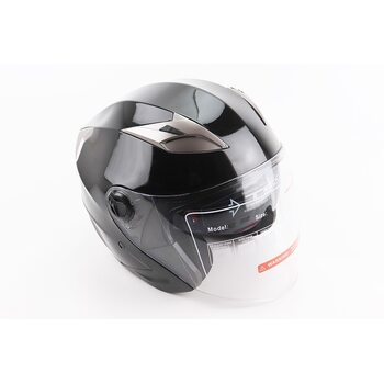 Шлем открытый+откидные очки BLD-708 S (55-56см), ЧЕРНЫЙ глянец