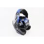 Шлем модуляр, закрытый с откидным подбородком+откидные очки BLD-159 S (55-56см), ЧЁРНЫЙ глянец с сине-серым рисунком
