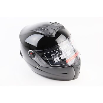 Шлем интеграл, закрытый+очки BLD-М61 М (57-58см), ЧЁРНЫЙ глянец