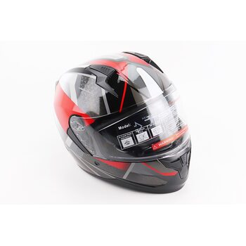 Шлем интеграл, закрытый (сертификация DOT)+откидные очки BLD-M67 М (57-58см), ЧЕРНЫЙ/КРАСНО-СЕРЫЙ