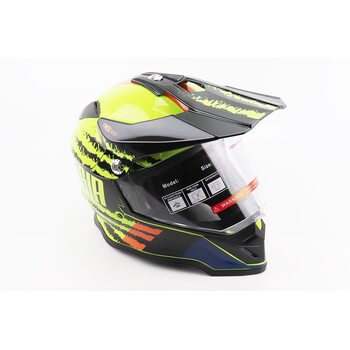 Шолом кросовий/ендуро/АТV зі склом BLD-819-7 L (59-60см), ЧОРНИЙ/ЖОВТО-ПОМАРАНЧЕВИЙ