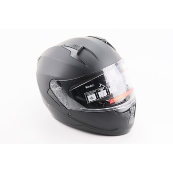 Шолом інтеграл, закритий (сертифікація DOT)+відкидні окуляри BLD-M67 L (59-60см), ЧОРНИЙ матовий