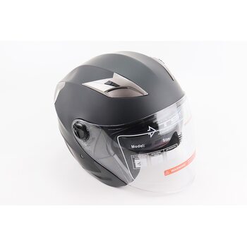 Шолом відкритий+відкидні окуляри BLD-708 S (55-56см), ЧОРНИЙ матовий