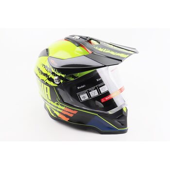 Шолом кросовий/ендуро/ATV зі склом BLD-819-7 М (57-58см), ЧОРНИЙ/ЖОВТО-ПОМАРАНЧЕВИЙ
