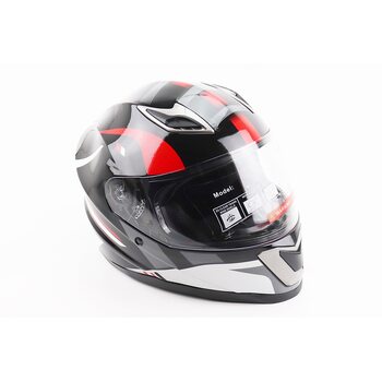 Шлем интеграл, закрытый BLD-M62 М (57-58см), ЧЕРНЫЙ/БЕЛО-КРАСНЫЙ