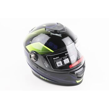 Шолом інтеграл, закритий BLD-М65 М (57-58см), ЧОРНИЙ/НЕОНОВО-ЖОВТО-СИНІЙ